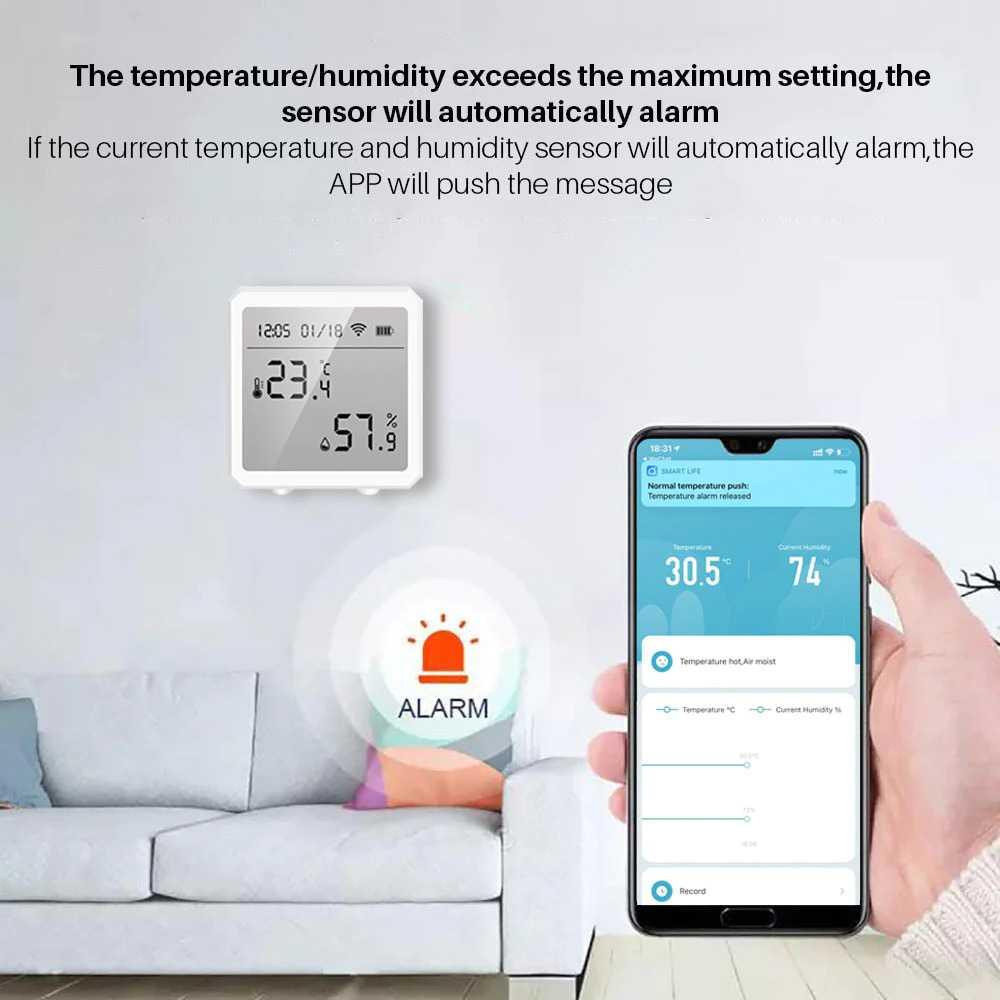 Tuya Smart Temperature Humidity Sensor Detector WiFi - LTH01-W - White