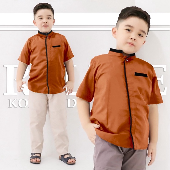 BAJU KOKO REIN RELINE / ATASAN KEMEJA KOKO MUSLIM ANAK COWOK SHAKILA BAJU LEBARAN ANAK LENGAN PENDEK