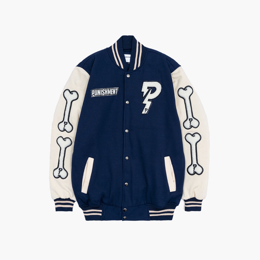 Jaket varsity baseball original pria wanita bahan flecee tebal dan halus tidak berbulu full bordifr