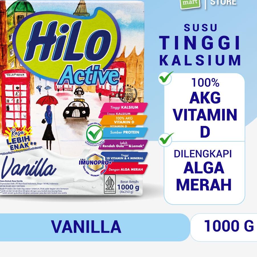 

BISA ✨COD✨ HiLo Active Vanilla 1000 gram - Susu Tinggi Kalsium Lebih Rendah Lemak 