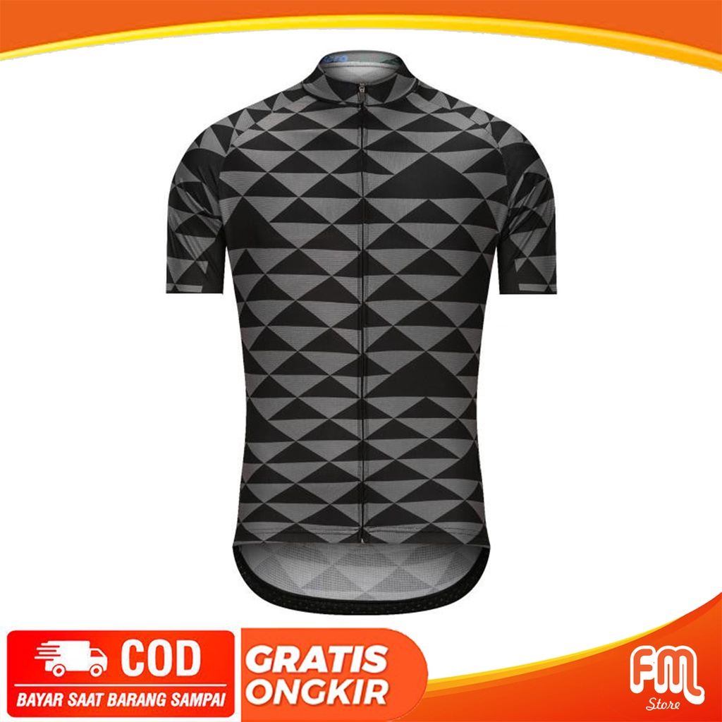 Jersey Road Bike Black Grey Triangle Baju Sepeda MTB SELI