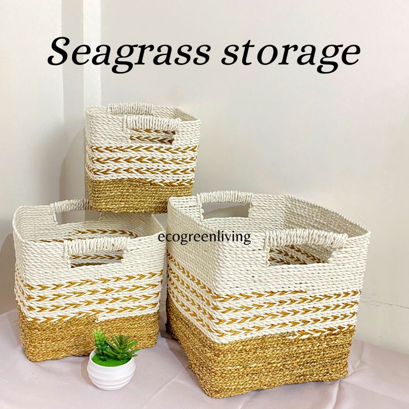 Seagrass storage box / Box recta square seagrass satuan