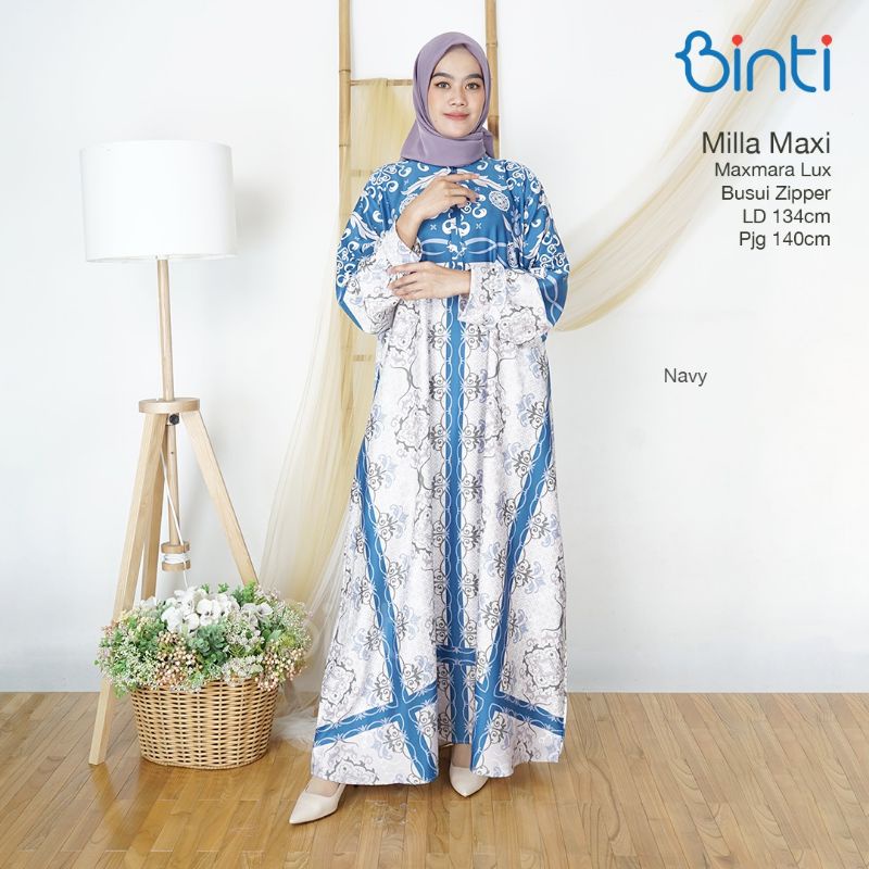 Binti Milla Maxy Gamis Kondangan Jumbo Bahan Maxmara Lux LD 134 PB 140