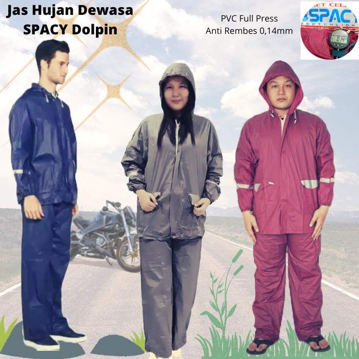 Jas Hujan DOLPHIN SPACY 961 Setelan Dewasa Jaket Baju Celana Scotchlight Mantel Stelan