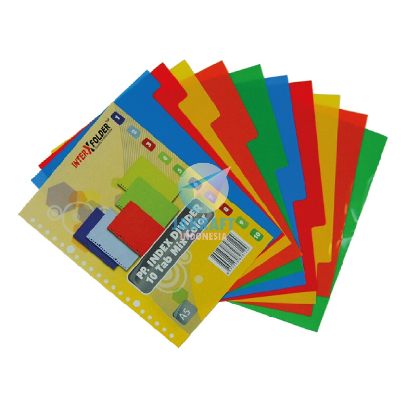 (1 Set) Divider Plastik Pembatas Kertas Binder Note A5 isi 10 Tabs Tab Index 20 Lubang Ring Rings