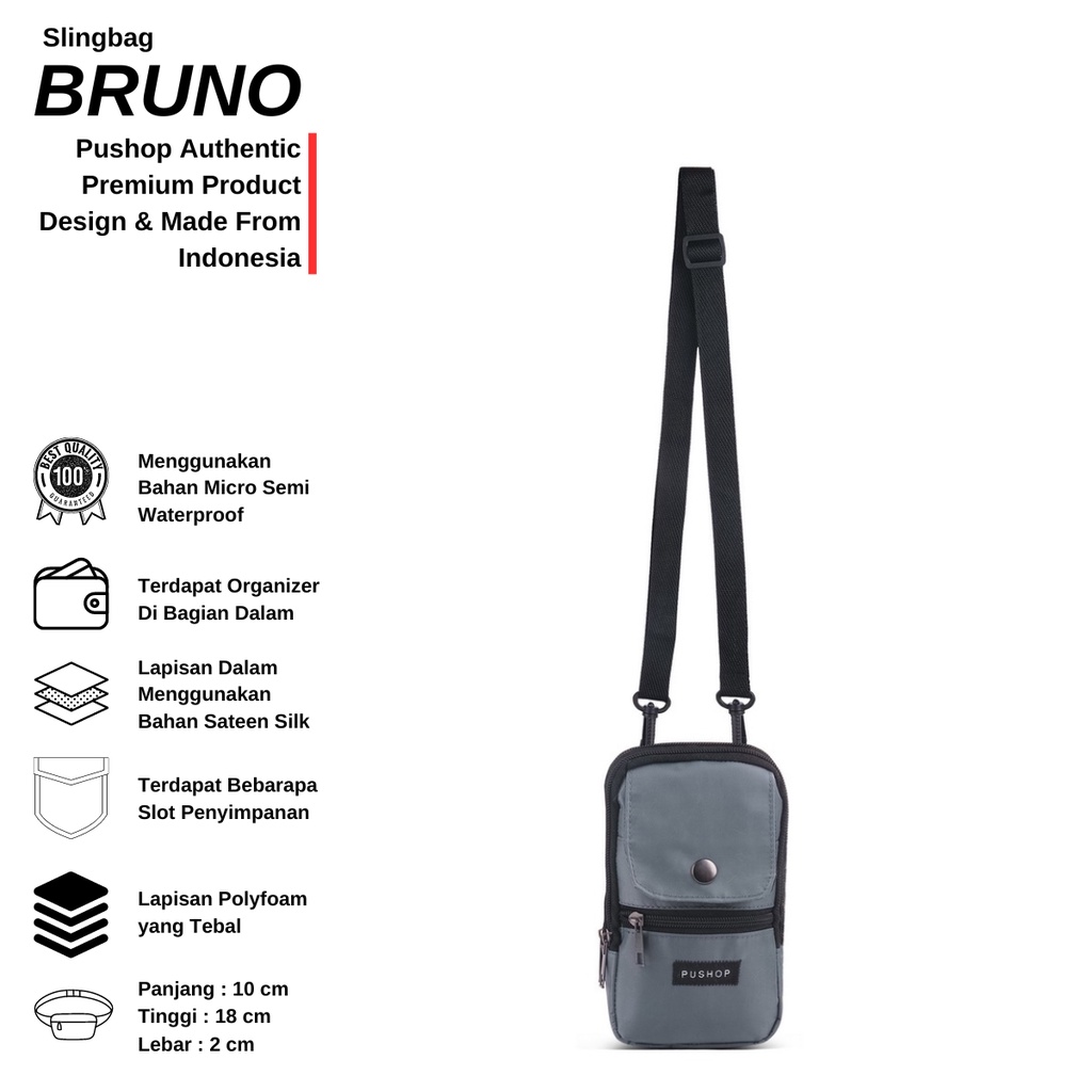 Tas Sabuk Selempang Hp Small Pouch Pushop Bruno PUSHOP AUTHENTIC