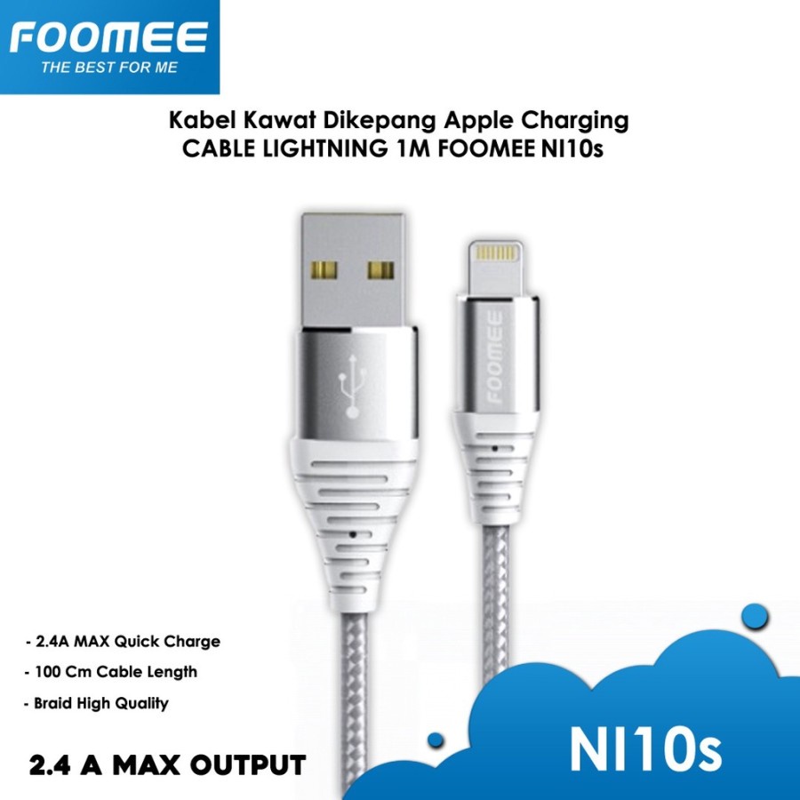 Kabel Data Foomee Ni10S For Lightning 2.4A 1M Fast Arging ORIGINAL FOOMEE