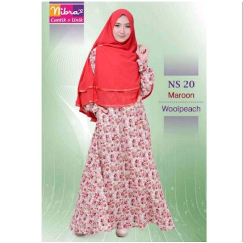 Preloved Gamis Nibras NS 20 ukuran XS warna Maroon