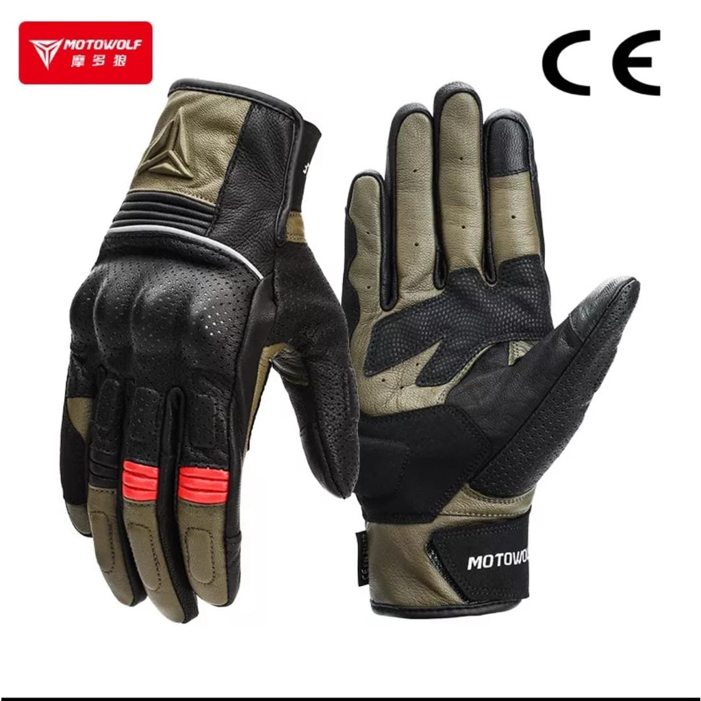 Gloves protector Motorcycle Sarung Tangan Kulit Motowolf MDL0329