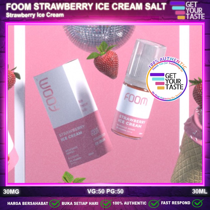 Liquid FOOM Strawberry Ice Cream Salt Nic 30ML Saltnic Pods by Foom