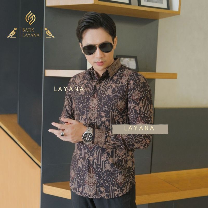 Kemeja Batik Layana Motif Awan Setrum Slimfit Premium