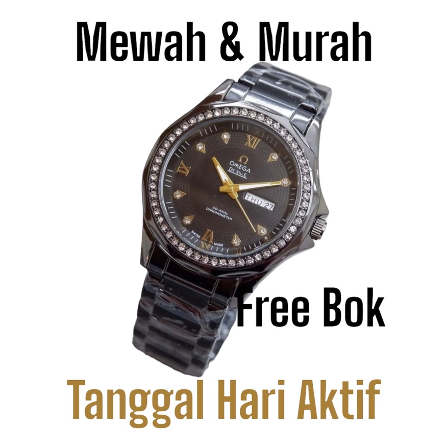 HARGA PROMO TERMURAH / Jam Tangan Pria Terlaris Tanggal Hari Aktif//Jam Tangan Cowok Mewah Case Permata /Arloji Pria Stainless Steel Terviral