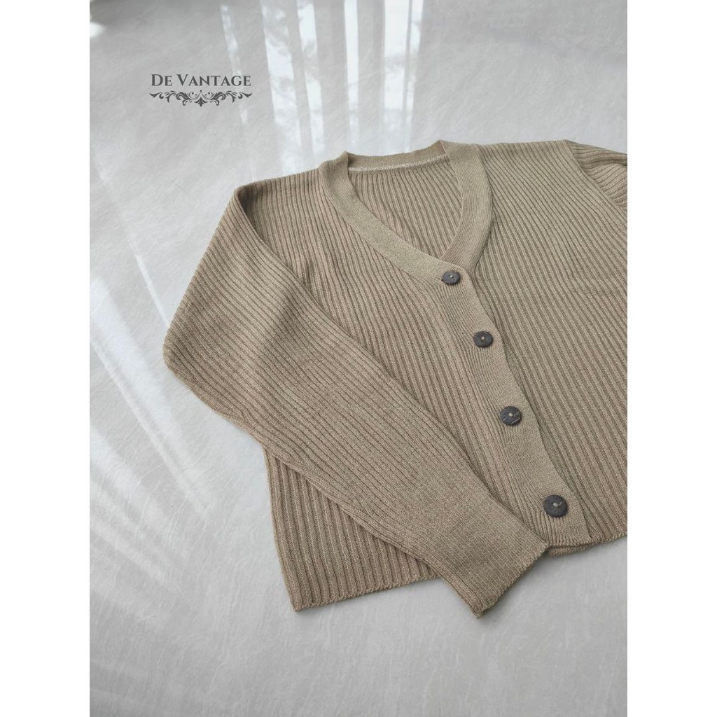 Knit Cardigan Polos dengan Kancing / Cardigan Rajut Lengan Panjang