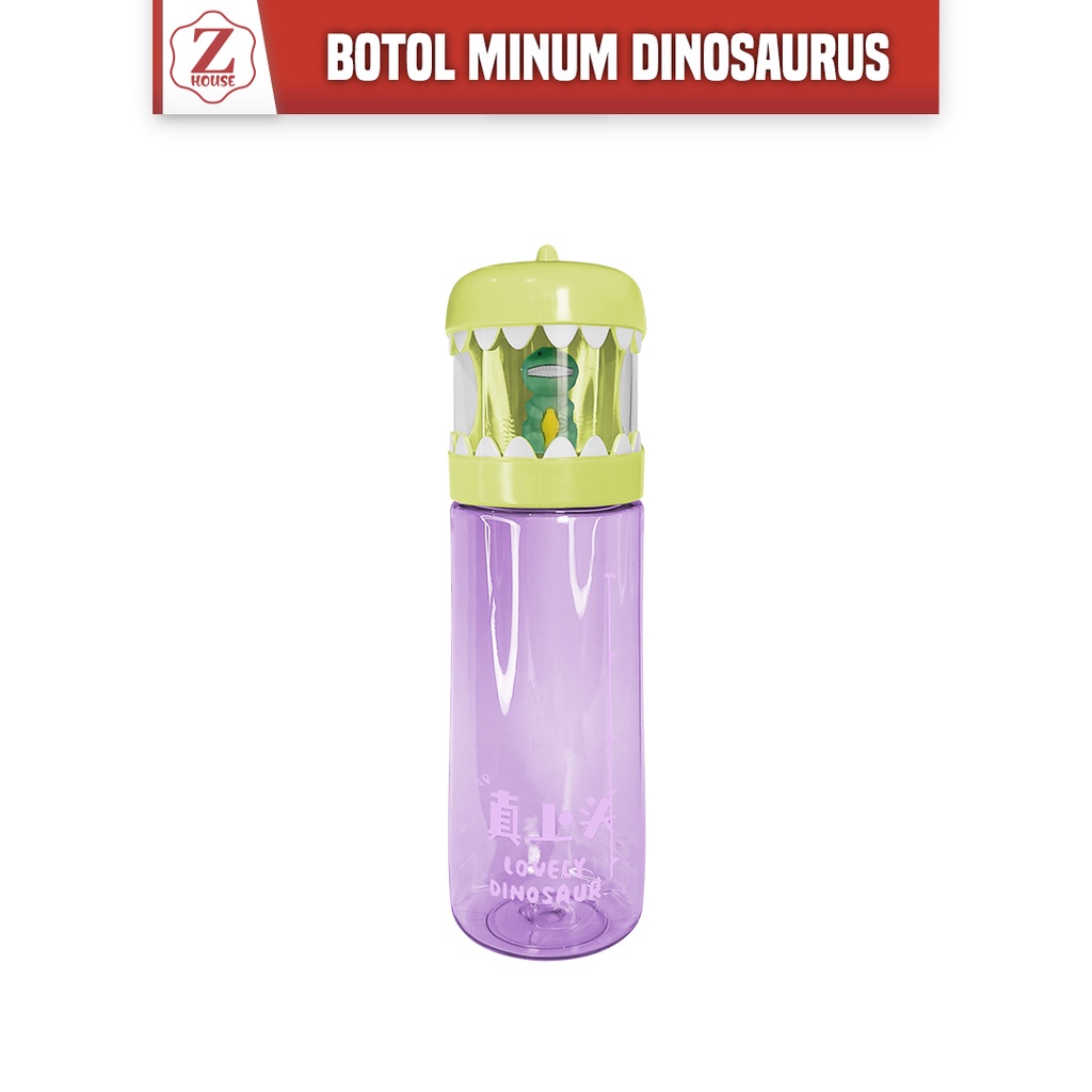 Botol Air Minum Portable Anak Kartun Dinosaur Bahan Plastik Kapasitas 400ml Anti Tumpah Botol minum Anak Karakter Lucu BPA FREE Drink Bottle Anak Motif Dinosaur Anti Jatuh