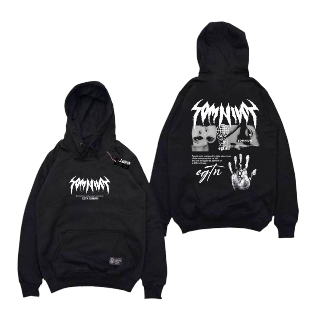 Sweater Hoodie Pria Wanita Black Original Distro EGTN SOMNIUM Premium Aesthetic