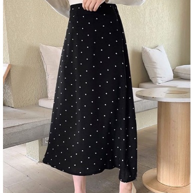 SALE rok panjang wanita bermotif polkadot kecil / rok panjang motif polka jumbo / rok panjang motif 
