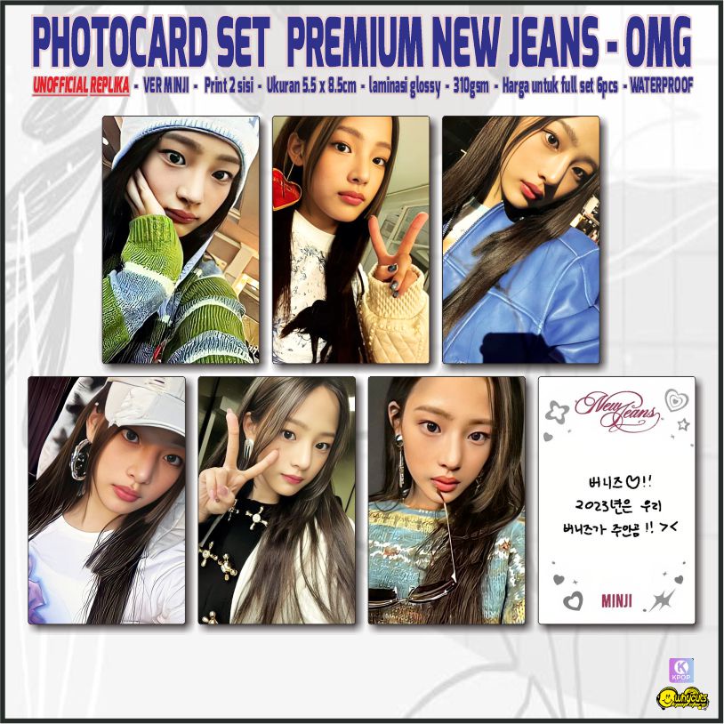 Unofficial Replika Photocard NEW JEANS OMG / print 2 sisi laminasi glossy / anti air isi 6pcs