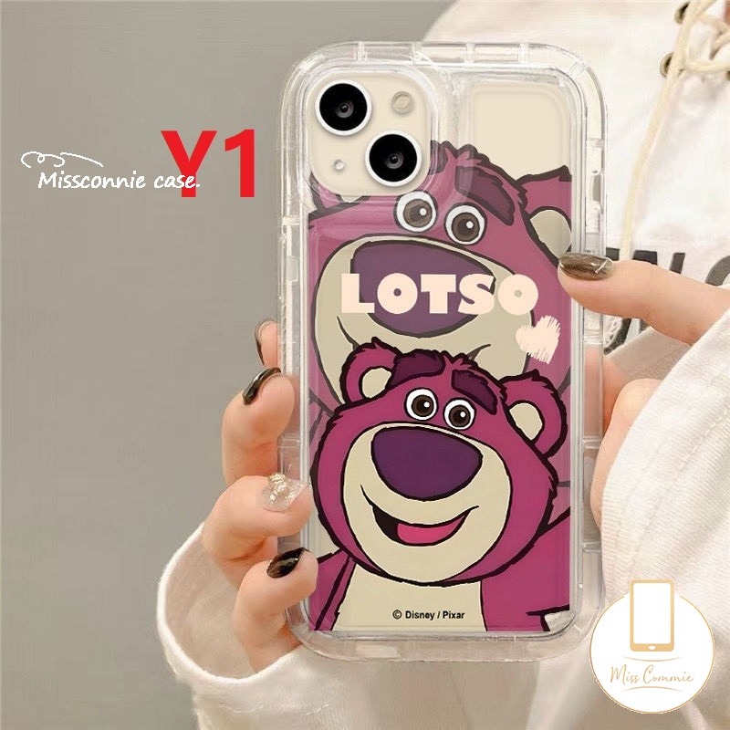 IPHONE Kartun Airbag Shockproof Phone Case Kompatibel Untuk Iphone7 8 6S 6 Plus XR 11 13 14 12 Pro MAX X XS MAX Cute Strawberry Bear Manyo Jatuh Lembut Tpu Cover