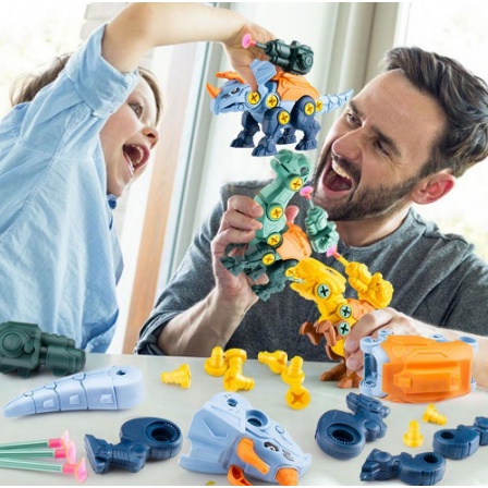 MAINAN ANAK DIY ASSEMBLE MERAKIT PASANG DINOSAURUS BLOK BLOCK DINO KADO 3D UNIK MURAH HADIAH MENARIK KELUARGA