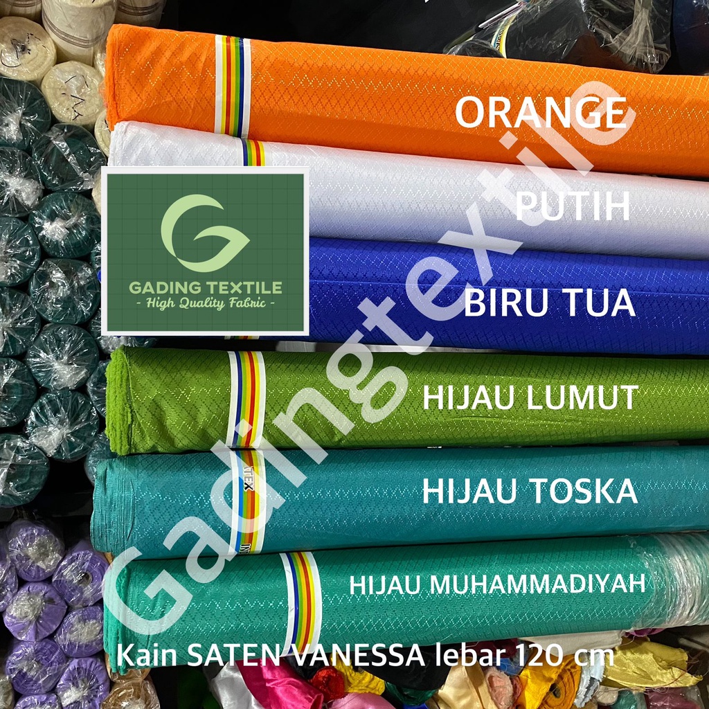 ( per 1 roll ) kain SATEN VANESSA satin wajik sido rollan lebar 120 cm bahan tirai gorden hordeng horden dekorasi dekor kamar ruangan fashion craft kerajinan tangan taplak meja prasmanan tamu hampers hamper parsel parcel backdrop background foto