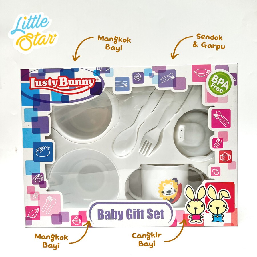 Lusty Bunny 6in1 Feeding Set Parsel Lahir Peralatan Makan Bayi Newborn