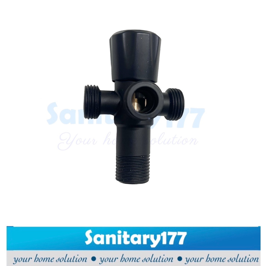 Stop kran cabang 3 HITAM sus304- angle valve 3 WAY keran air closet shower kloset black stainless 304 tebal