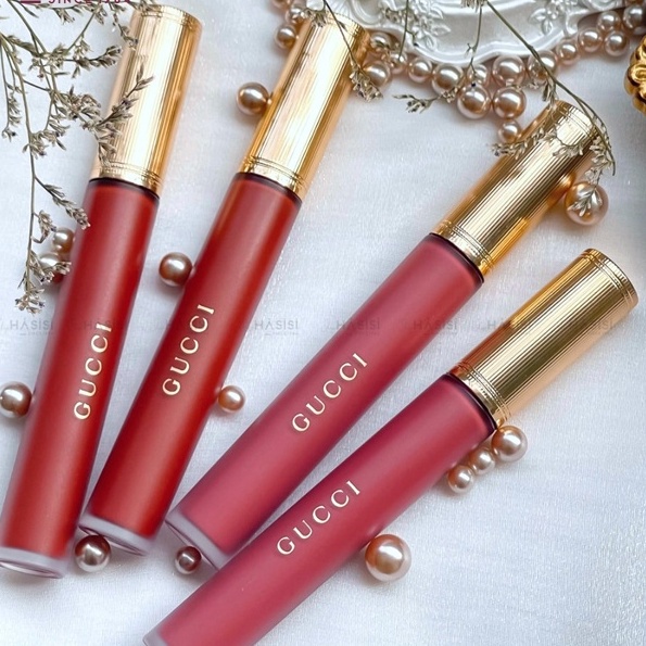 GUCCI Rouge à Lèvres Liquide Mat Lipstick 25*​ Goldie ​Red/208 ​They Met In Argentina/505​ Janet ​Rust/521​ Nellie Cherry