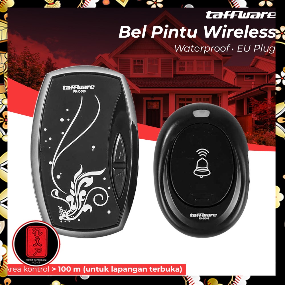 Taffware Bel Pintu Wireless Waterproof dengan EU Plug - FK-D009 - Black
