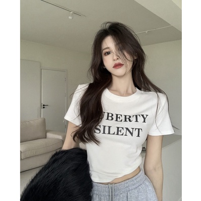 GirlWish Fashion Korean Sexy Crop Top Round Neck T-Shirt Atasan Korea Crop Top 737