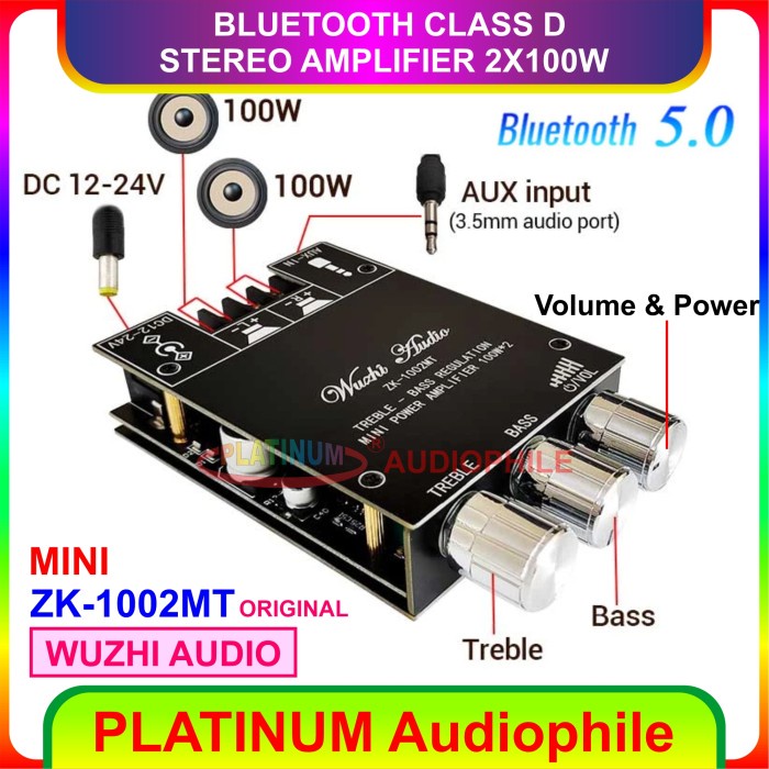 Bluetooth 5.0 Amplifier Class D 2X 100W Zk-1002Mt