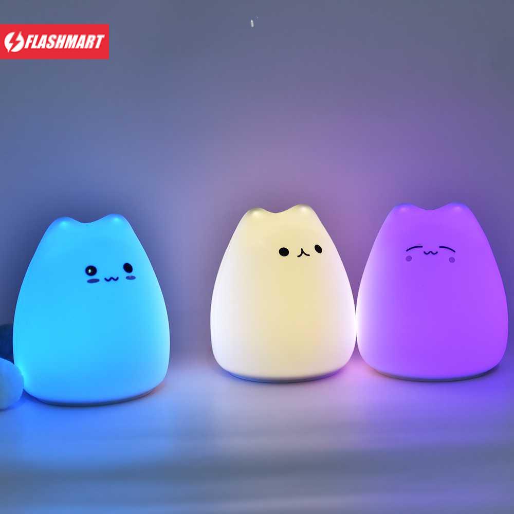 Flashmart Little Cat Lampu Tidur LED Model Cute Cat RGB 5 Color 0.3W 4.5V - LJC-124