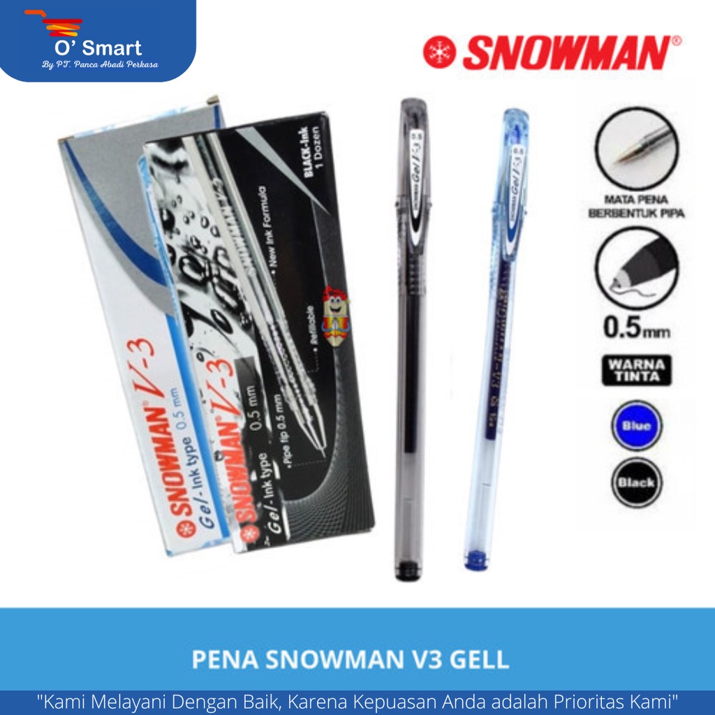 

SNOWMAN Pulpen V3 Gel Hitam / Biru Sekolah Kantor