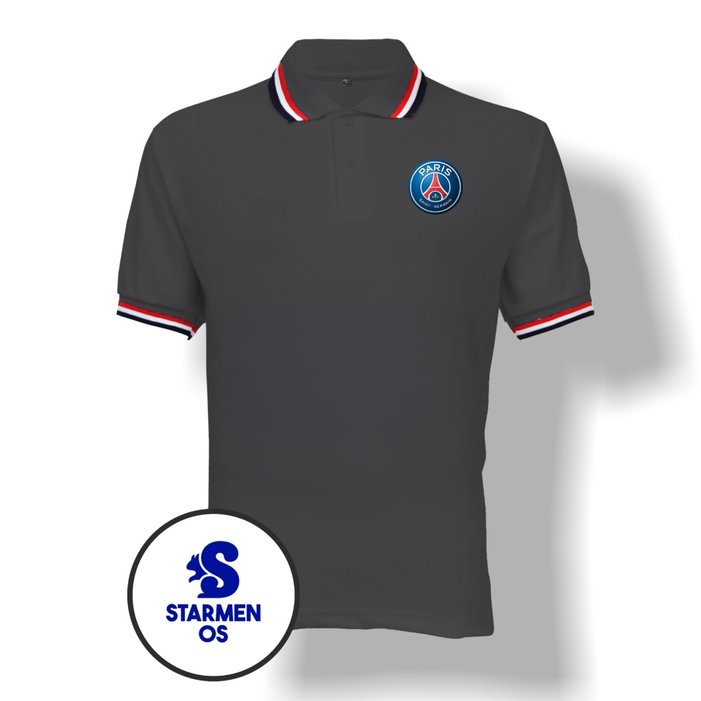 Kaos Wangki Polo T-Shirt Pria Kerah 3 List Logo PARIS PSG