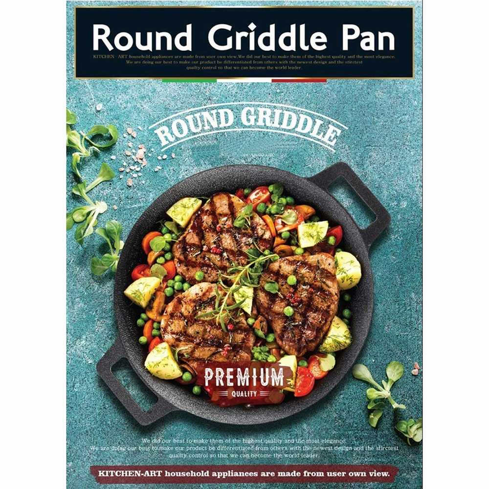 (BISA COD) FTIHSHP Rotisserie Wajan Masak Thick Cast Iron Pancake Pan Nonstick 33cm - C0045