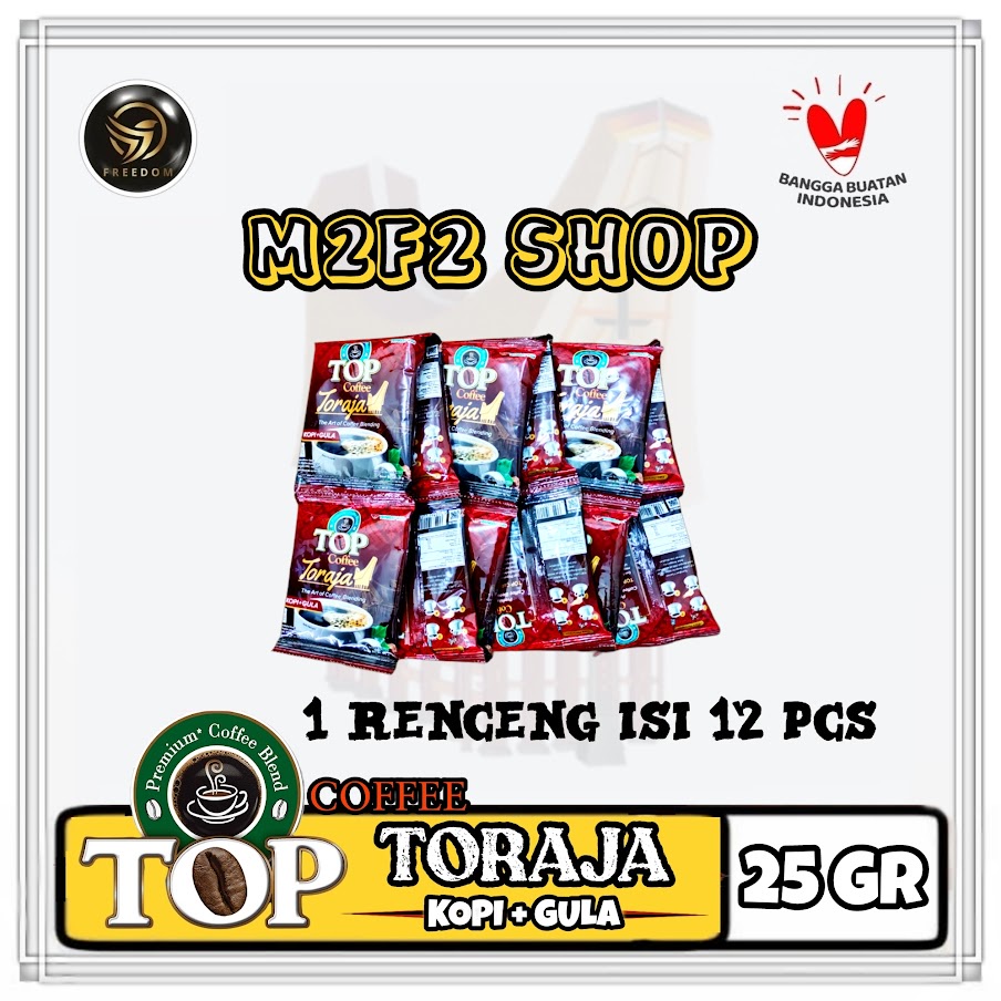 

TOP Premium Coffee Blend Toraja | Kopi Hitam + Gula Serbuk Sachet - 25 gr (Kemasan Renceng)