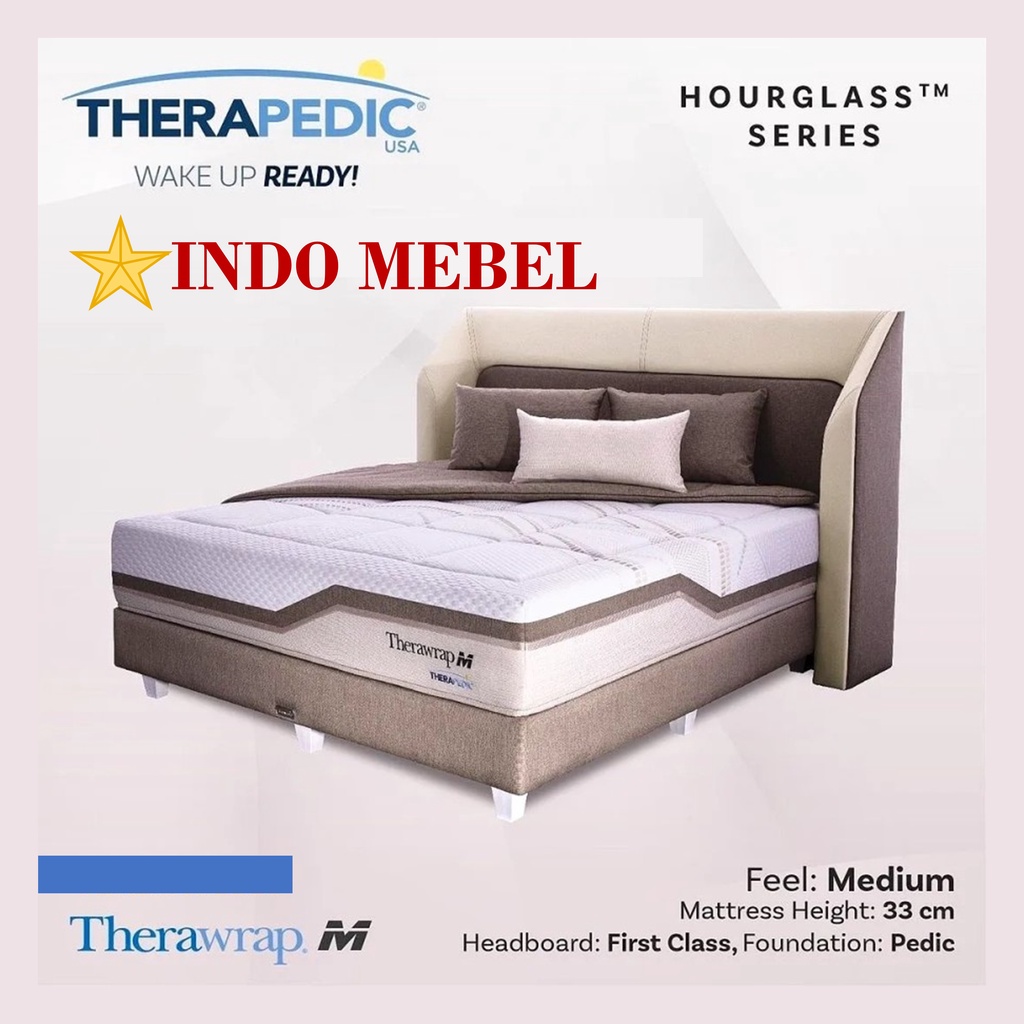 SET Kasur Spring Bed Therapedic Therawrap M Latex ( FULLSET ) springbed therapedic kasur premium imp