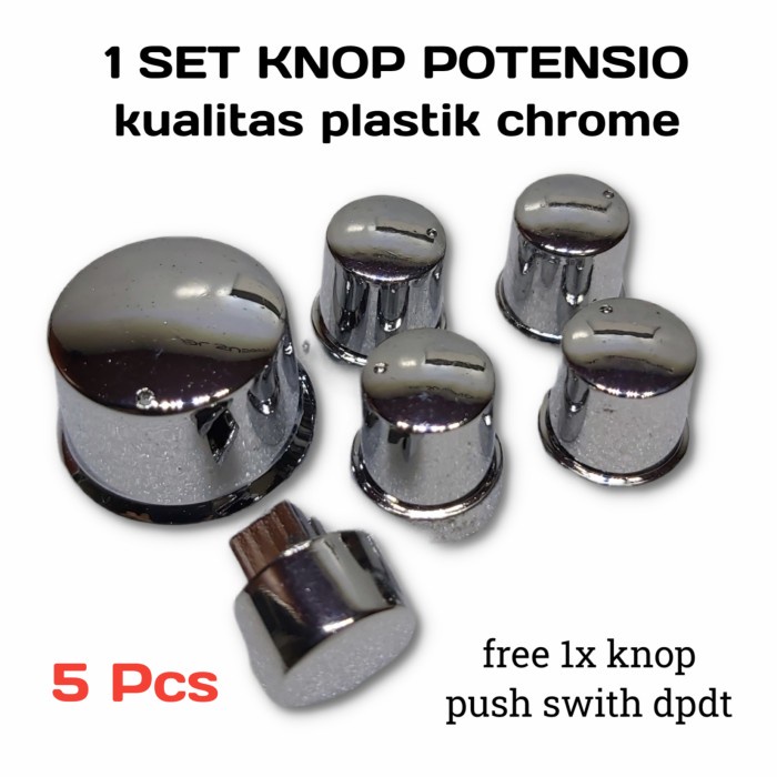 Knop Potensio Plastik Chrome