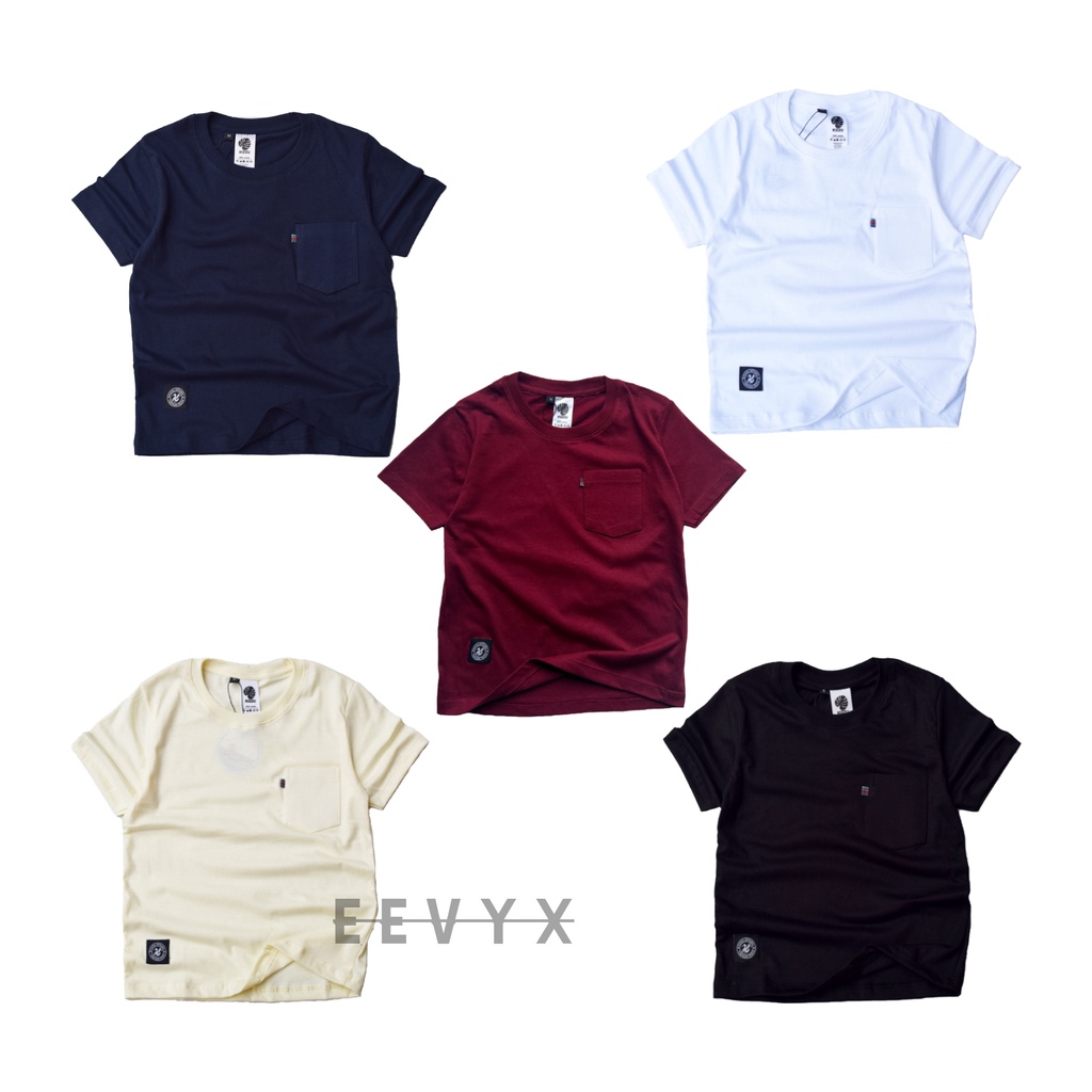 Kizzu Kaos Polos Distro Anak Laki Laki Umur 1-12 Tahun - Navy, Black, Cream, White, Maroon - Eevyx Store