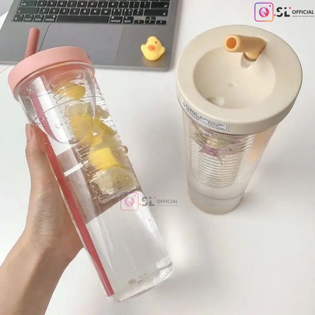 Botol Minum Infused 700ml / Botol Minum + Sedotan / Botol Sedotan Infused / Tumblr Cup Unik