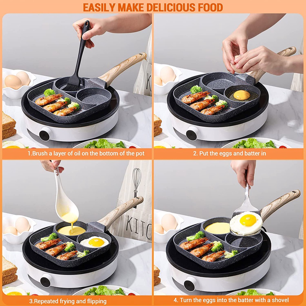 Burger Egg Grill Frying Pan 2 Lubang 1 Pan Anti Lengket