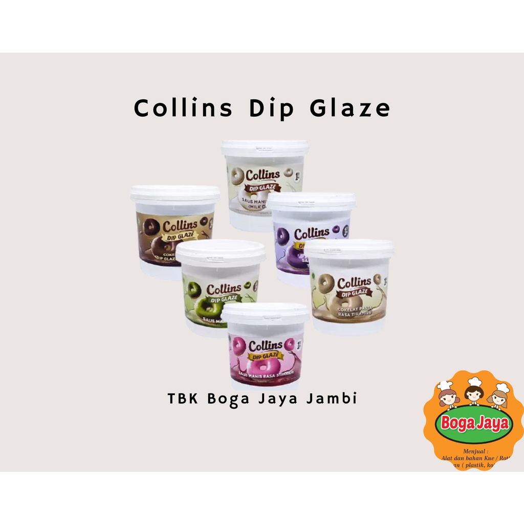 

COLLINS DIP GLAZE COKELAT/SUSU/MATCHA/KAPUCINO/STROBERI/TIRAMISU/TARO [KEMASAN 1kg]