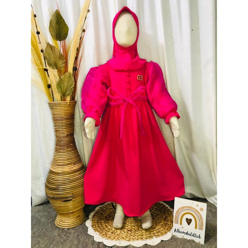 gamis anak crinkle 3-10 tahun mix organza AZIZAH SET HIJAB KIDS/SYAR'I KIDS/gamis anak perempuan ter