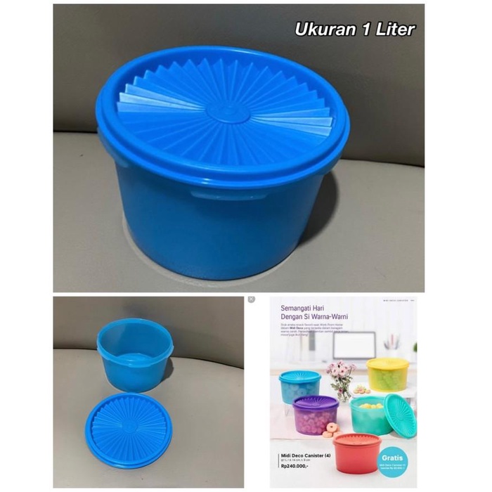 Terlaris Tempat Snack, Susu Anak 2 Pcs @1.25 L Tupperware Dug-Dug Canister