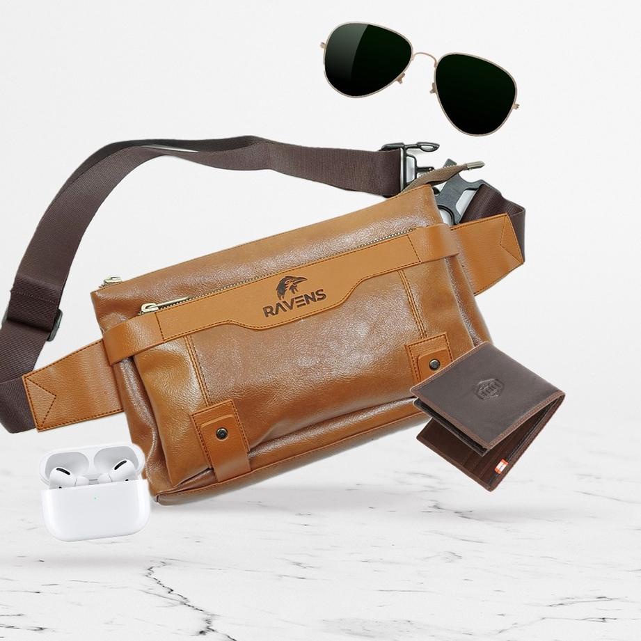 DRI191 Ravens Bag Official - RVNS Capria | Tas Selempang Pria Muat Banyak Free Dompet ||