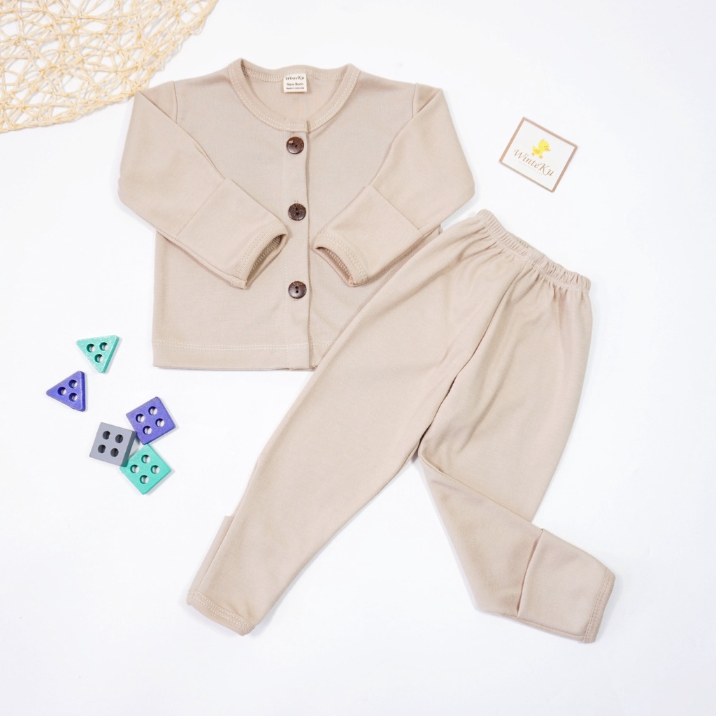 WINTEKU PAJAMAS Set Raffi Colour-Setelan Kancing Panjang POLOS Raffi Colour