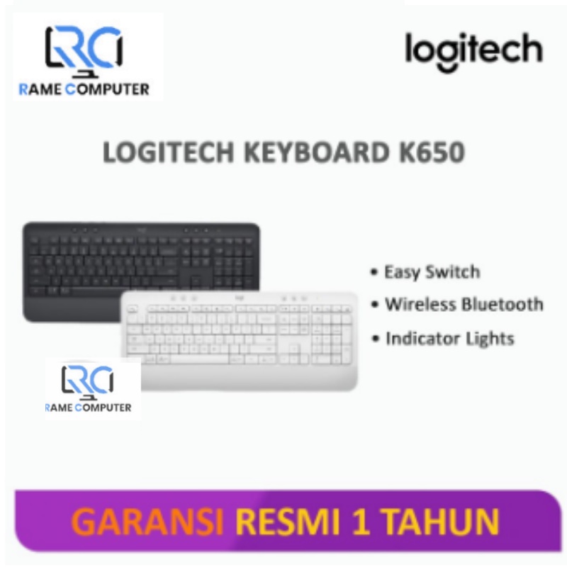 Logitech Signature K650 Keyboard Wireless Bluetooth Comfort