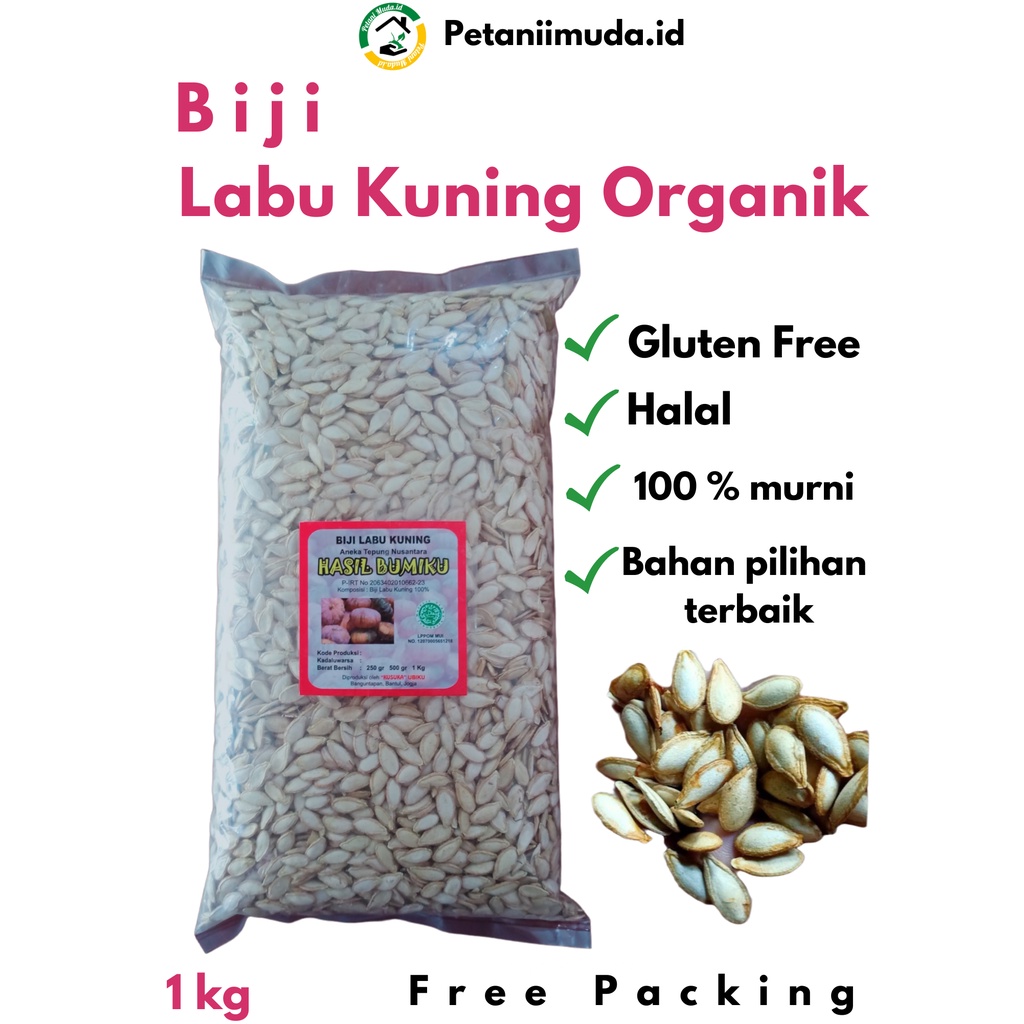 Biji Labu Kuning Kering kemasan 1 KG/Bibit Labu Kuning kemasan 1 KG/Benih Labu Kuning kemasan 1 KG