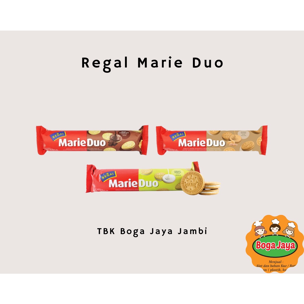 

REGAL MARIE DUO COKLAT/VANILLA/KACANG [KEMASAN 100gr]