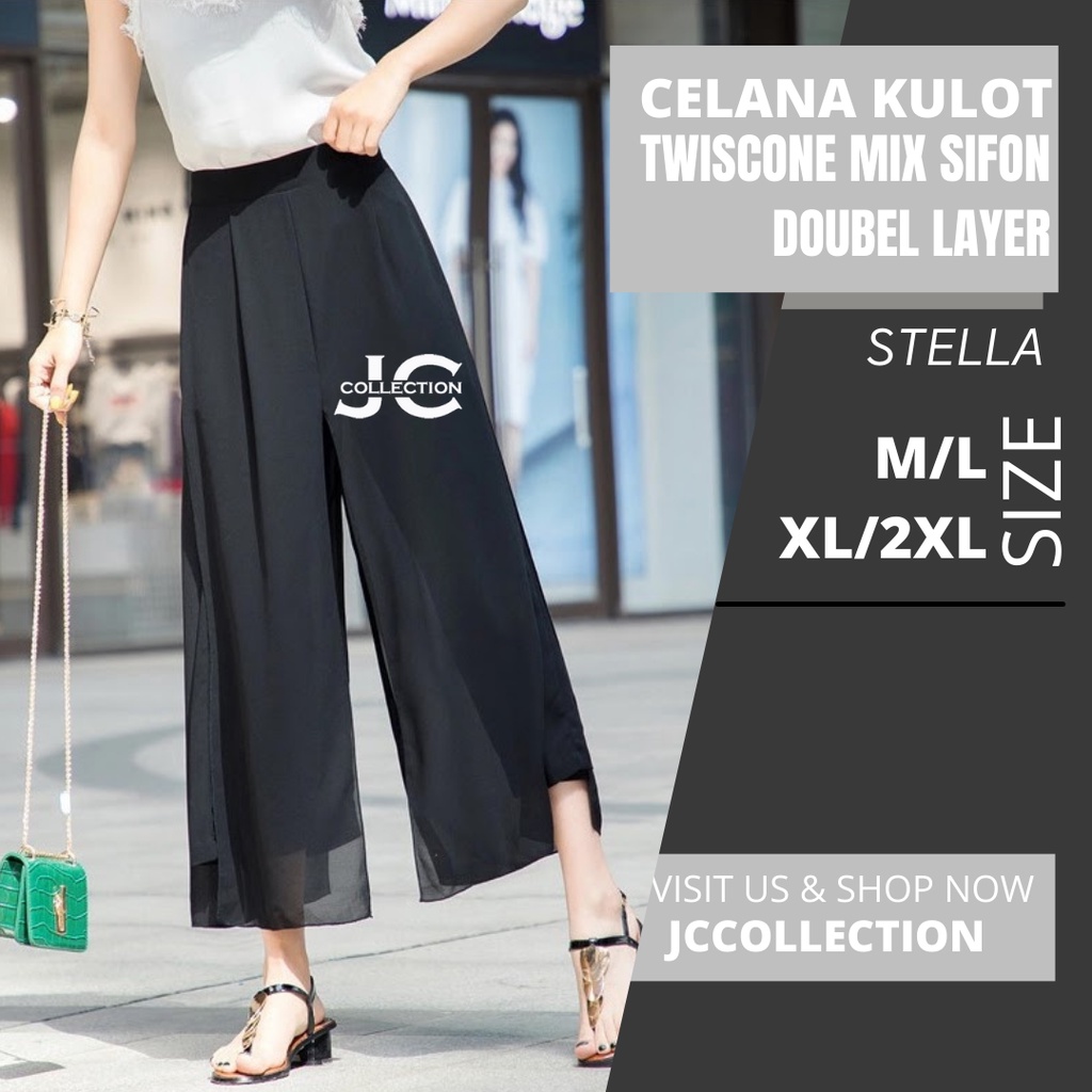 Celana Wanita Korea Casual Sifon Pants / Stice Pants Korean style Stella - JCCollections