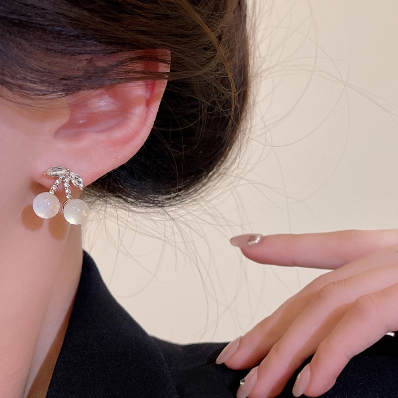 925 Perak Jarum Fantasi Gradual Cherry Anting Wanita Fashion Zirkon Anting